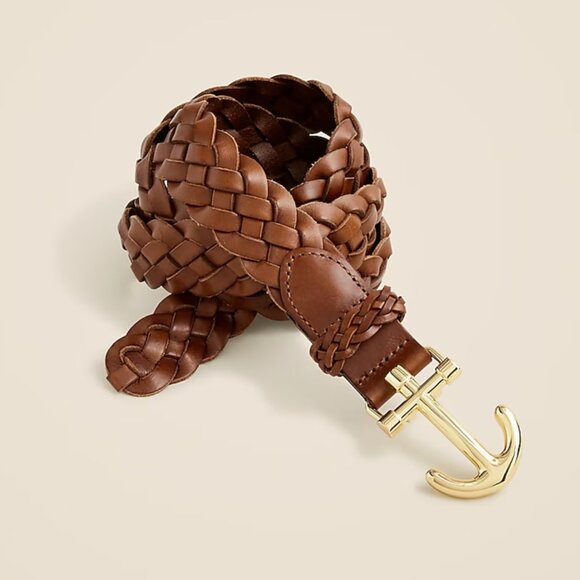 J. Crew Accessories - SOLD J. CREW Anchor-buckle belt in Italian leather Brown / Gold Nautical xs/s